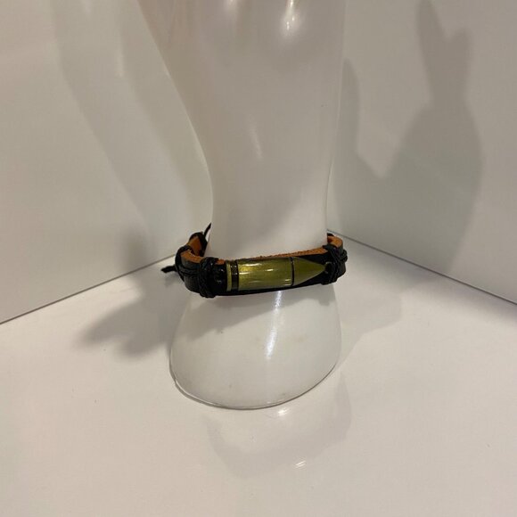 Adjustable Leather & Cord Bracelet With bullet embellishment genuine leather O/S - Picture 1 of 12